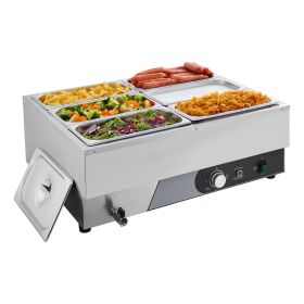 Commercial Food Warmer, 1500W Electric Stainless Steel Steam Food Warming with Lid