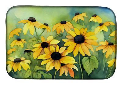 Maryland Black-Eyed Susans in Watercolor Dish Drying Mat Absorbent Dish Drying Mat Pad for Kitchen Counter Dish Drainer Mat for Countertop, 14 x