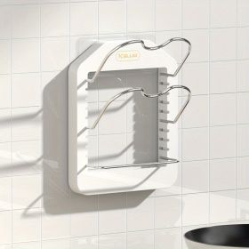 1pc Wall Mounted Pot Lid Rack; Free Punch Pot Cover Holder; Hanging Lid Organizer; Kitchen Accessories (Color: White, Model: Two-tier pot lid rack + rag rack)